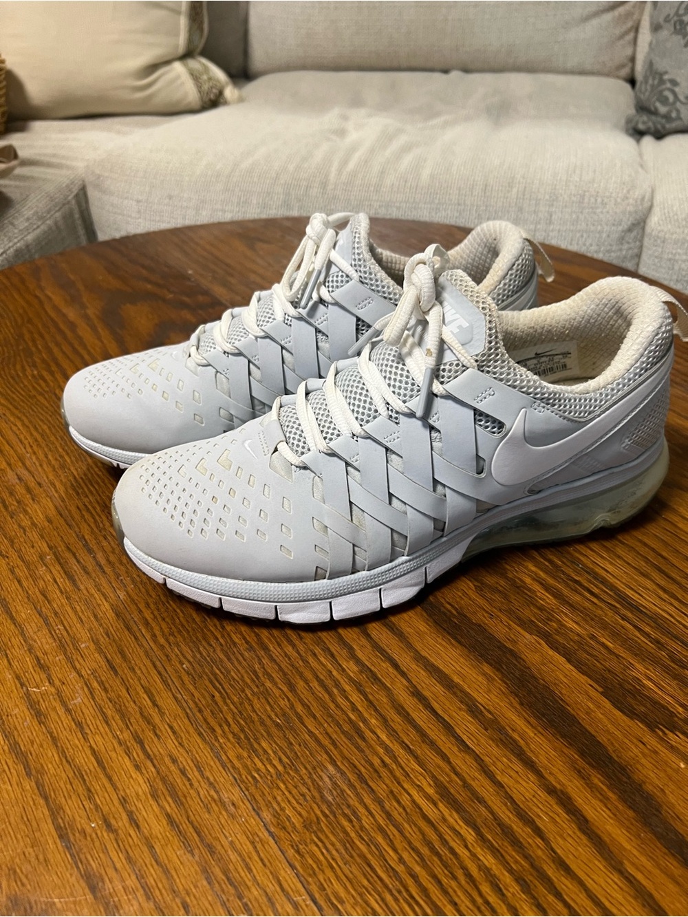 Nike Light Gray Woven Swoosh Running Sneakers